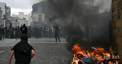 Auseinandersetzungen zwischen Polizei und Demonstranten vor landesweiten Protesten in Frankreich